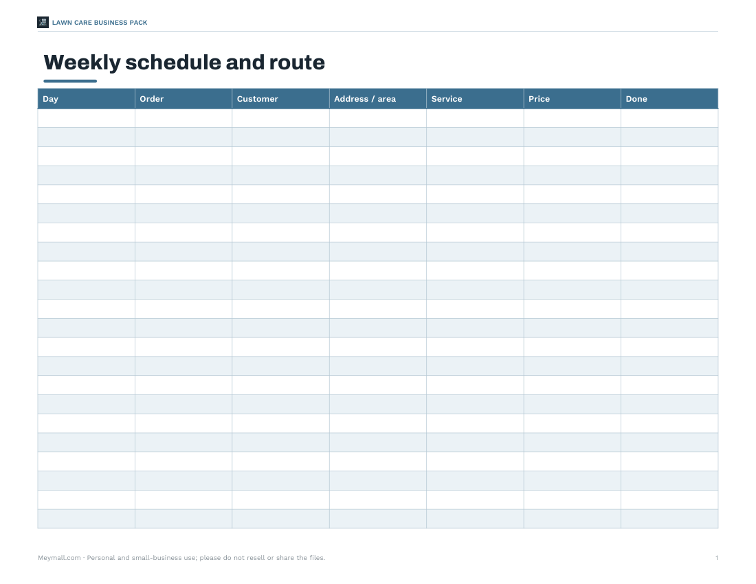 Preview of the first page of Schedule & route (PDF/DOCX/XLSX)